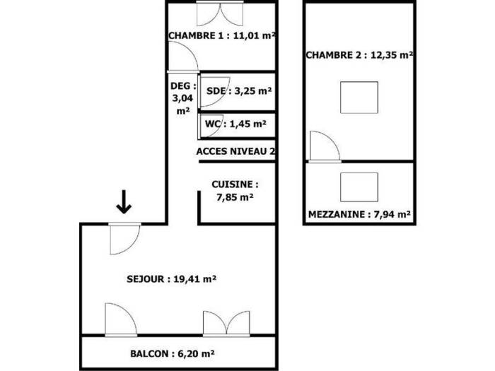 Vente Appartement Veneux-Les-Sablons (77250) 69&nbsp;m² 146.000&nbsp;&euro;