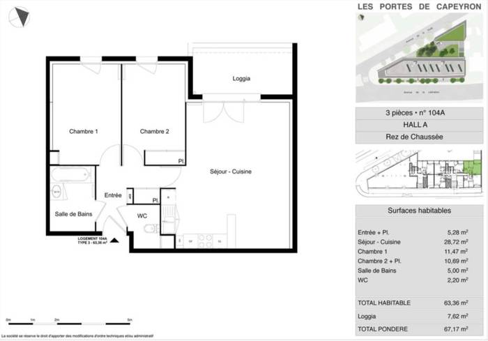 Vente Appartement Merignac (33700) 63&nbsp;m² 267.500&nbsp;&euro;