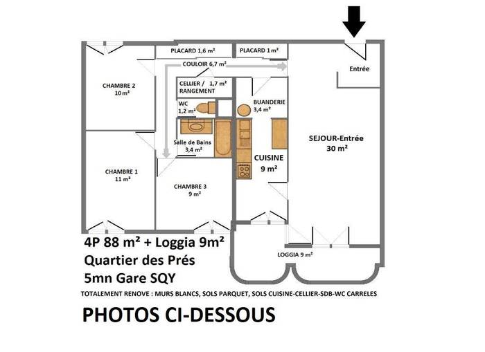 Location Appartement Montigny-Le-Bretonneux (78180) 88&nbsp;m² 1.490&nbsp;&euro;