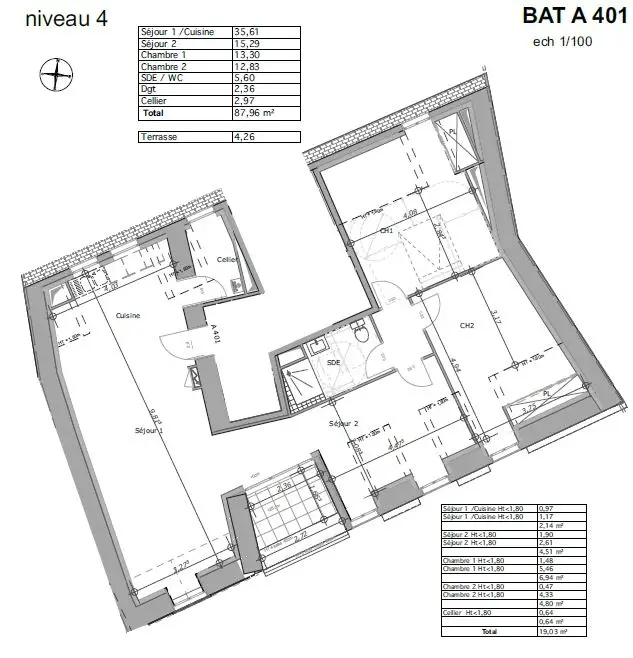 Vente appartement 5 pièces 88,9 m2