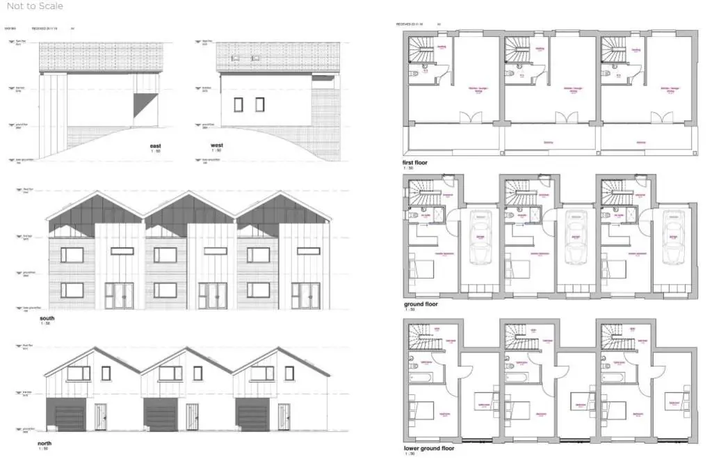 Proposed floor plans and elevations