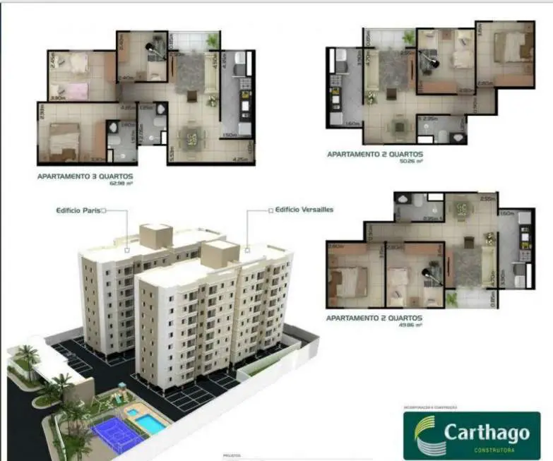 Apartamento com 3 Quartos à Venda, 63 m² por R$ 300.000 São Benedito, Uberaba - MG