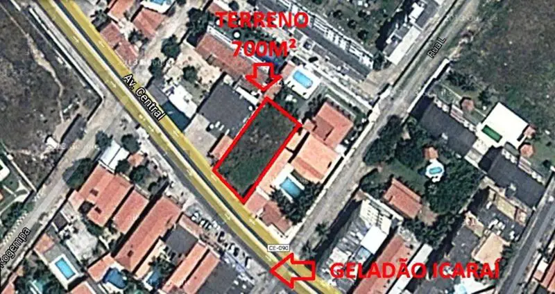Lote/Terreno para Alugar, 700 m² por R$ 2.100/Mês Icarai, Caucaia - CE