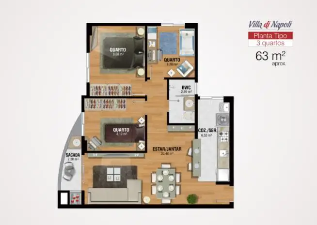 Apartamento com 3 Quartos à Venda, 65 m² por R$ 230.000 Rua Marrocos, 39 - Pineville, Pinhais - PR
