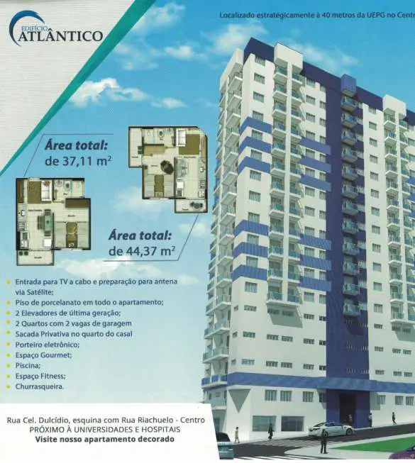 Apartamento com 1 Quarto à Venda, 34 m² por R$ 155.000 Rua Coronel Dulcídio - Centro, Ponta Grossa - PR