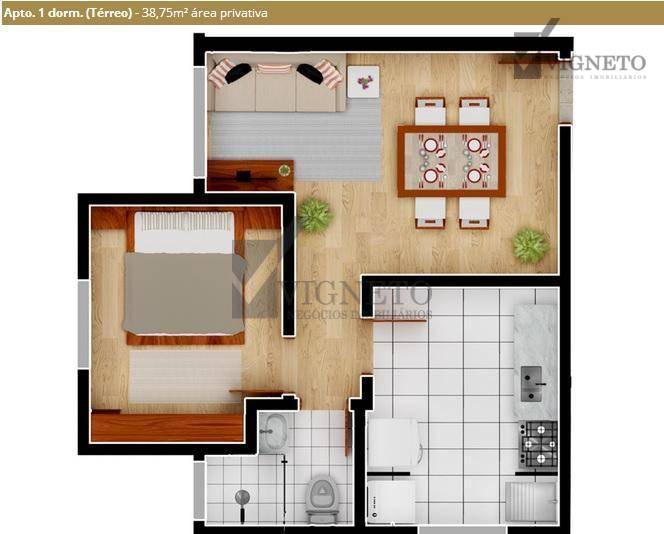 Apartamento com 1 Quarto à Venda, 39 m² por R$ 175.000 Centro, Itupeva - SP