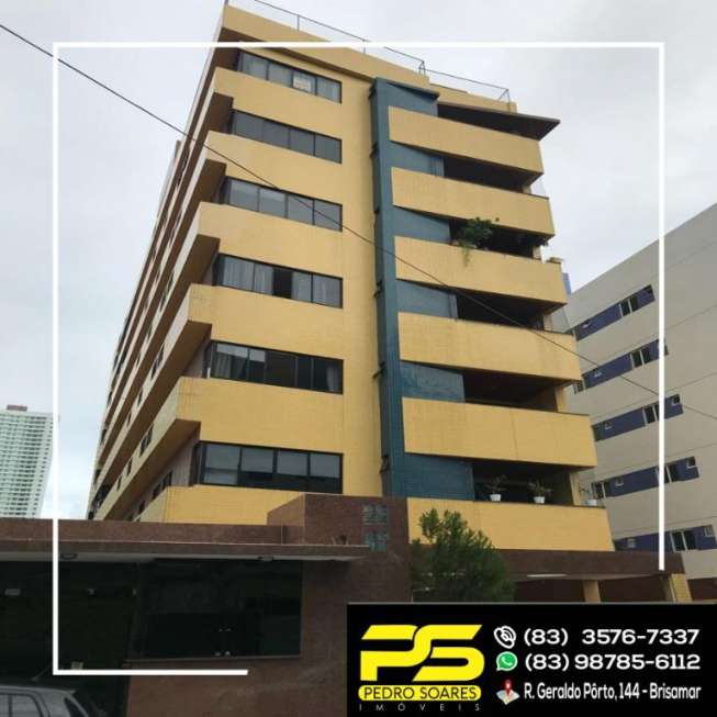 Apartamento com 4 Quartos para Alugar, 185 m² por R$ 2.800/Mês Cabo Branco, João Pessoa - PB