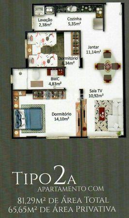 Apartamento com 2 quartos<br/>Banheiro<br/>Cozinha integrada a sala<br/>Vista pa---