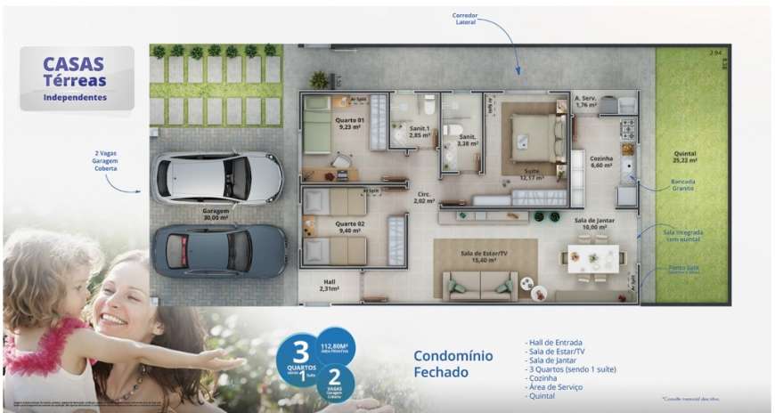 Casa de Condomínio com 3 Quartos à Venda, 112 m² por R$ 320.100 Avenida Fernando Correa da Costa - Parque Atalaia, Cuiabá - MT