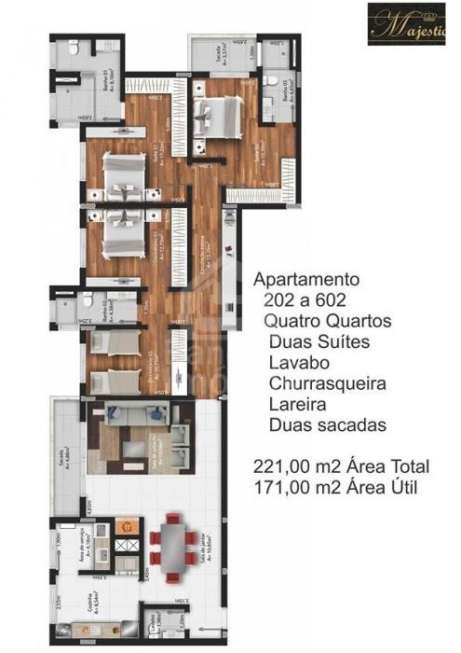 Apartamento com 4 Quartos à Venda, 171 m² por R$ 870.000 Nossa Senhora das Dores, Santa Maria - RS