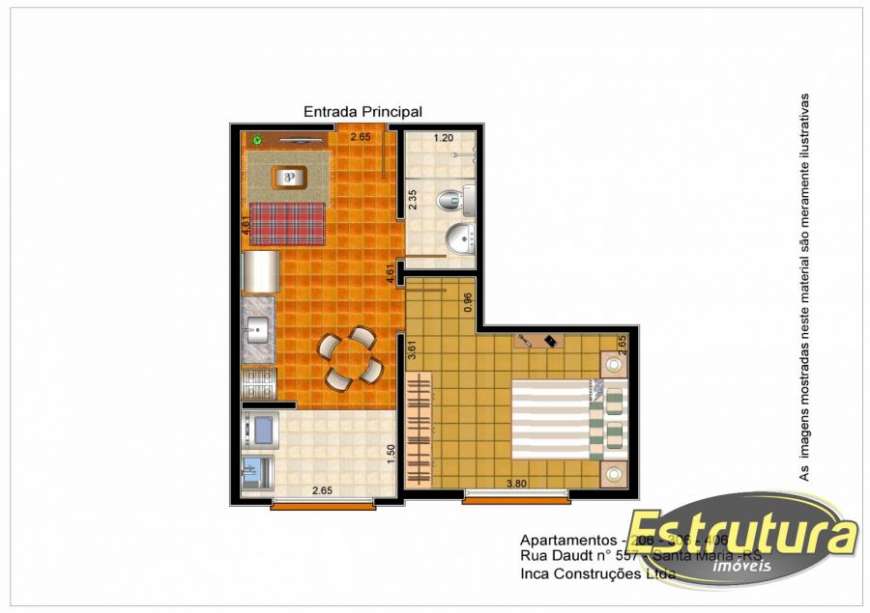 Apartamento com 1 Quarto à Venda, 35 m² por R$ 154.000 Nossa Senhora do Rosario, Santa Maria - RS