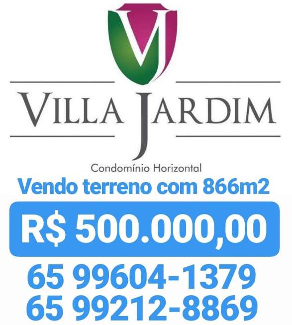 Lote/Terreno à Venda, 866 m² por R$ 500.000 Avenida C - Parque Residencial Tropical Ville , Cuiabá - MT