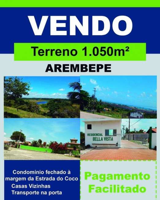 Lote/Terreno à Venda, 1050 m² por R$ 90.000 Rua Manoel Coelho, 567 - Arembepe, Camaçari - BA