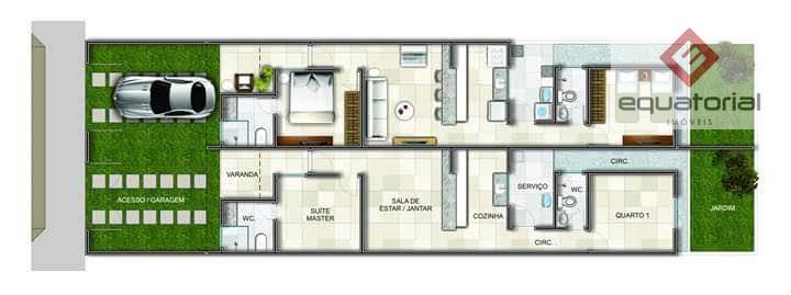 Casa de Condomínio com 2 Quartos à Venda, 71 m² por R$ 122.000 Centro, Itaitinga - CE