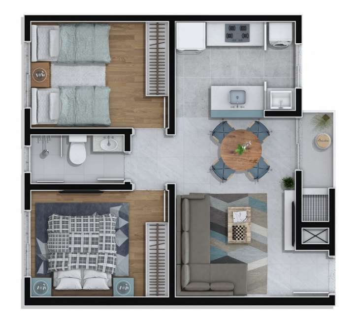 Apartamento com 2 Quartos à Venda, 37 m² por R$ 128.000 Cachoeira, Almirante Tamandaré - PR
