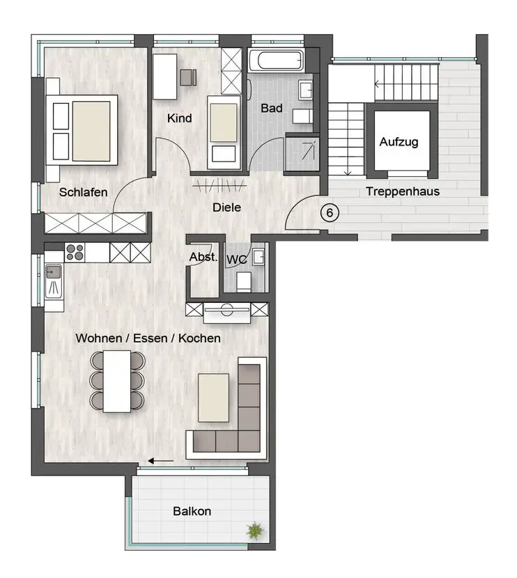 Grundriss -- NEUBAU- Exklusive 3,5-Zimmer-Wohnung im 1. OG 