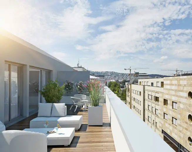 Etagenwohnung in Stuttgart (Mitte) zum Kauf mit 5 Zimmer und 133,53 m² Wohnfläche. Ausstattung: Personenaufzug, Balkon, Terrasse, Fernheizung, Fußbodenheizung.