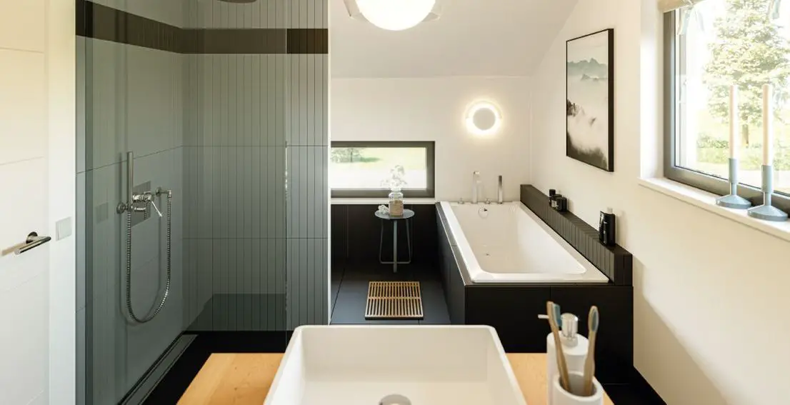 Badezimmer -- Effizientes Traumhaus + Grundstück ! Schwabenhaus macht Ihren Traum vom Hausbau wahr !!!