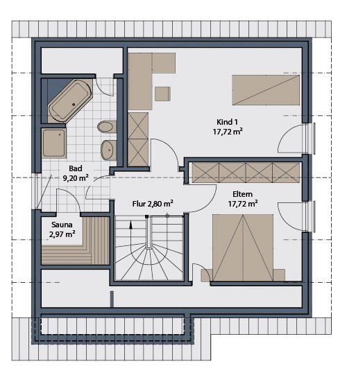 Grundriss Obergeschoss -- Effizientes Traumhaus + Grundstück ! Schwabenhaus macht Ihren Traum vom Hausbau wahr !!!