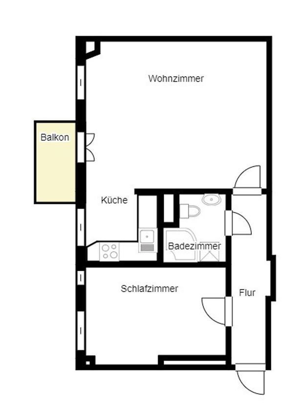 Grundriss Skizze -- Altbaucharme in Prenzlauer Berg: Stilvolles 2-Zimmer-Apartment mit Balkon im Bötzowviertel 