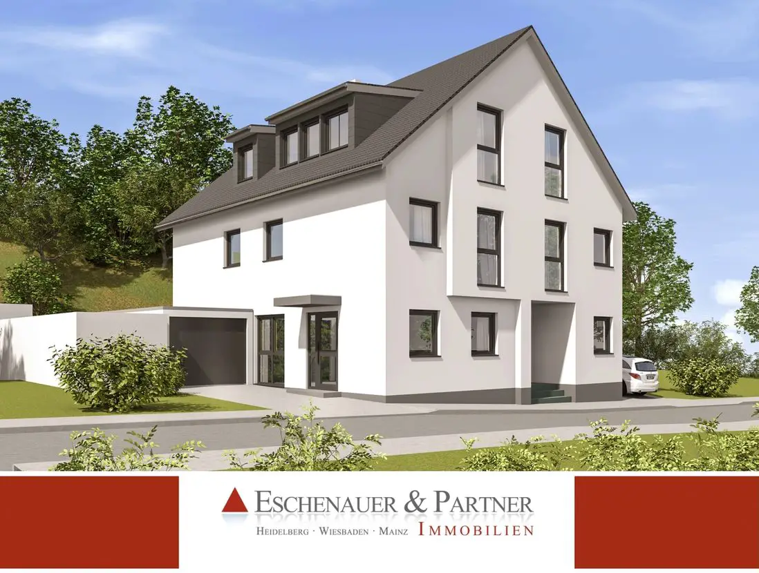 Ansicht -- Neubau Doppelhaushälfte auf großem Grundstück in Wiesbaden Rambach!