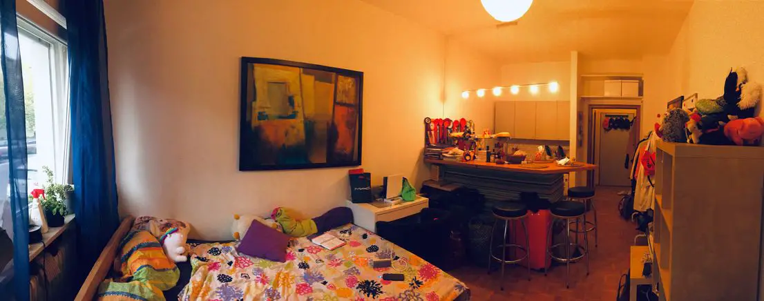 Blick ins Zimmer -- Gepflegte 1-Zimmer-Hochparterre-Wohnung mit Einbauküche in Maxvorstadt, München