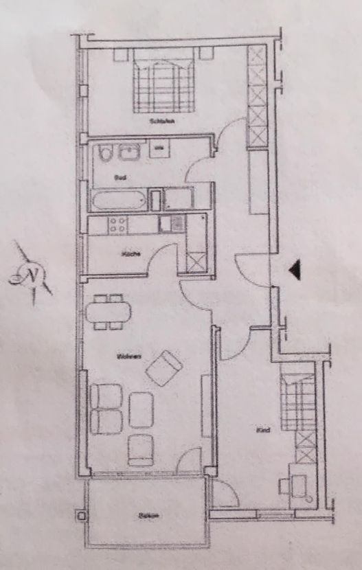 Grundriss -- Moderne 3 Zimmer Wohnung in ruhiger Lage
