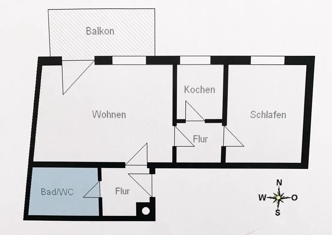 Grundriss -- schnuckelige 2-Zimmer Wohnung im Herzen von Augsburg