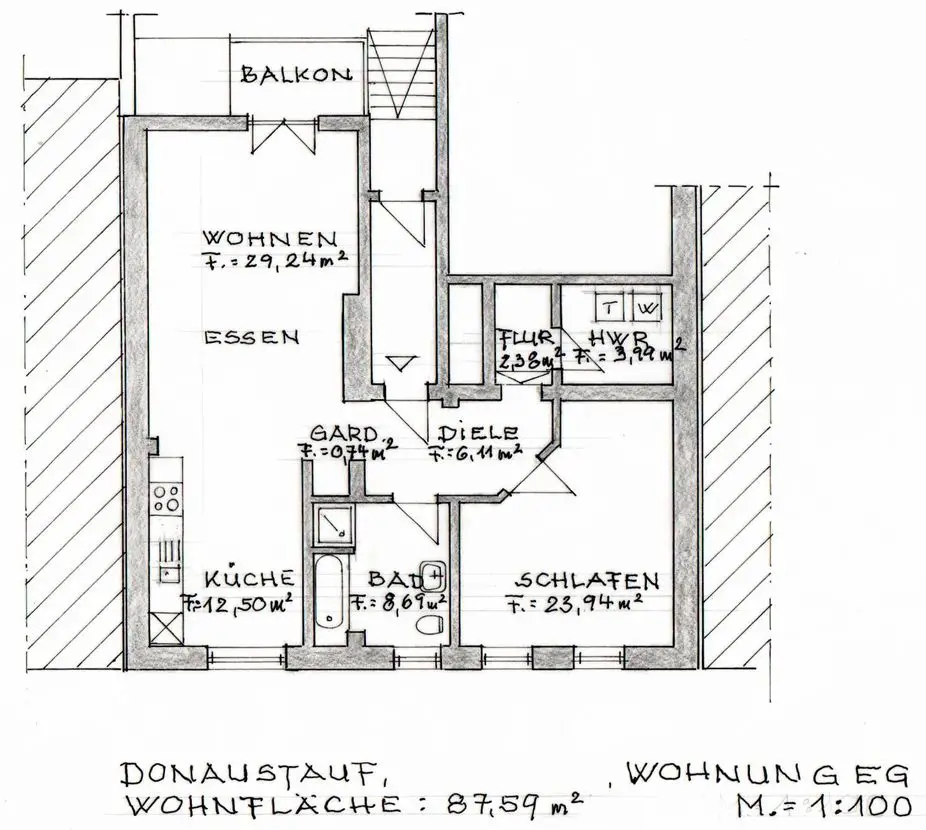 Grundriss EG -- Erstbezug mit Balkon: schöne hochwertige 2-Zimmer-Wohnung in Donaustauf