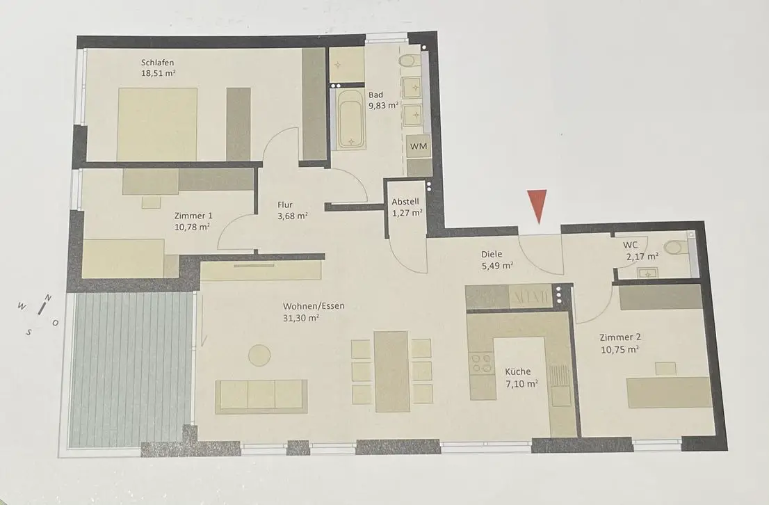 Grundriss -- Erstbezug: freundliche 4-Zimmer-Wohnung mit Einbauküche und Balkon in Mutlangen