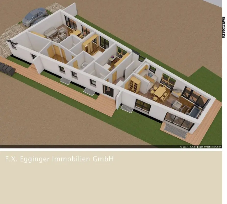 3D Draufsicht -- Suche Mieter für einen Investor - Neubau 2 Zimmer Gartenwohnung in Top Lage