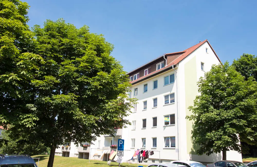 Hausansicht -- Frisch renovierte 4 Raum Wohnung im Grünen