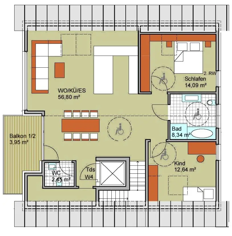 Grundrisss 3-Zimmerwohnung -- Neubau 3-Zimmer-Dachgeschoss-Wohnung,Heilbronn-Kirchhausen