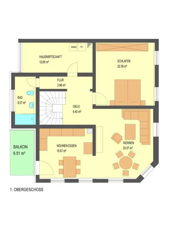 Grundriss -- 5 Zi-Maisonettewohnung - Wohnen wie im eigenen Haus
