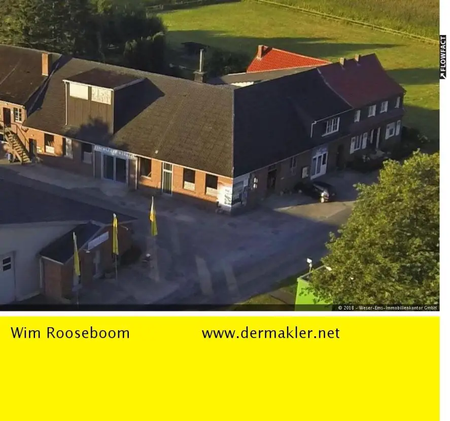 Luftaufnahme -- Dülmen Kreis Coesfeld – Zweifamilienhaus mit Gewerbehalle, Freifläche und Ausstellungsraum