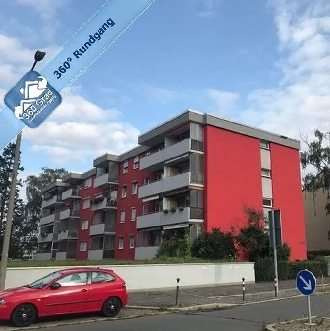 Hauptbild mit 360° Banner -- Freie 2-Zimmer-Wohnung in verkehrsgünstiger Lage in Nürnberg-Schniegling