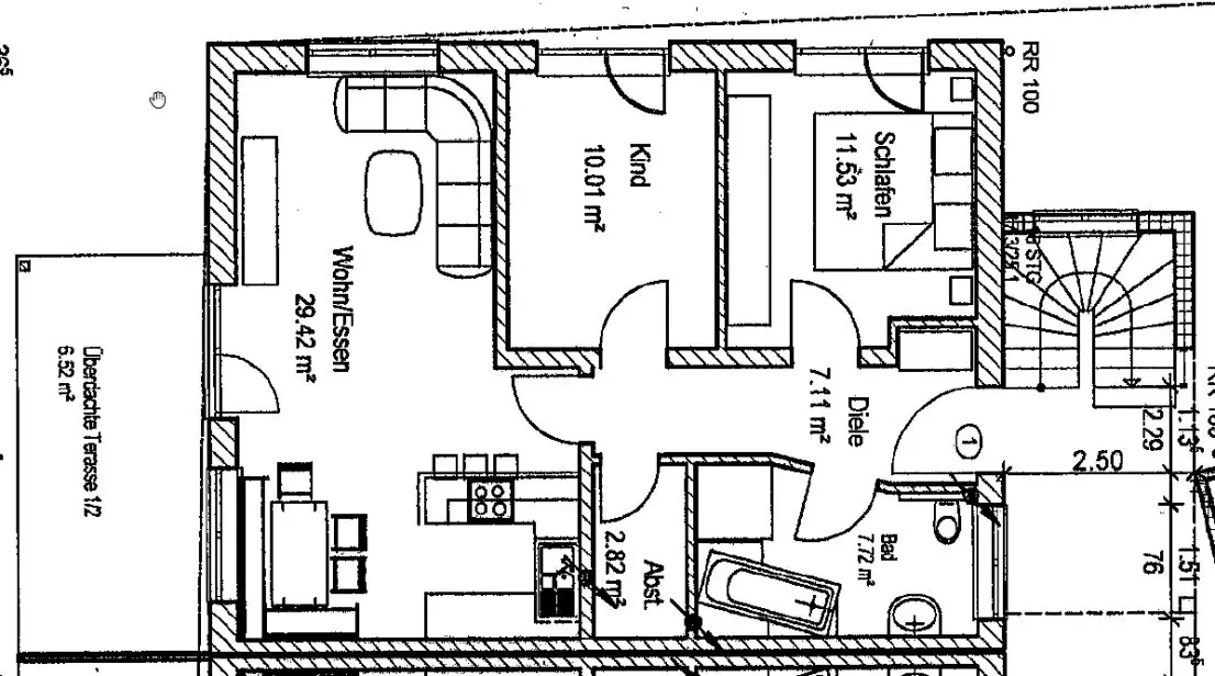 Grundriss -- Erstbezug: attraktive 3-Zimmer-Wohnung mit Balkon in Feichten