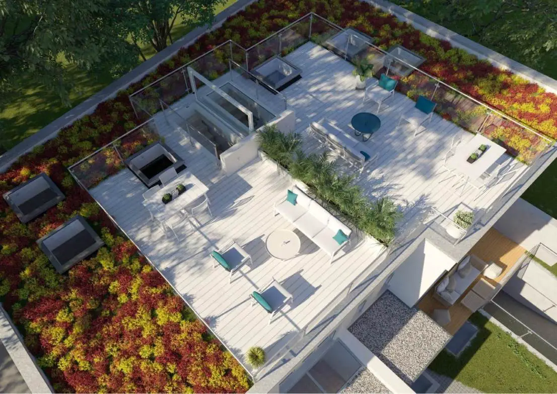 Blick auf die Dachgärten -- Erstbezug - exklusives Townhaus mit Dachgarten