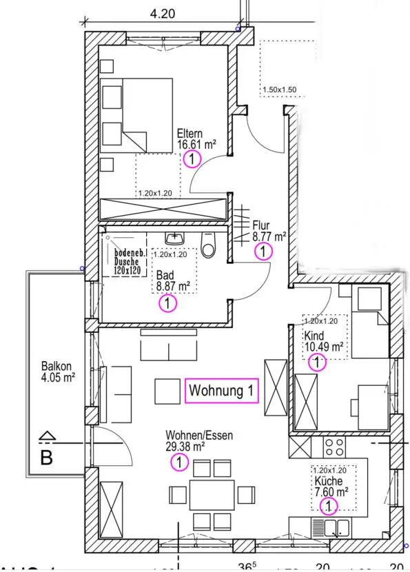 wohnung1 -- 660 €, 55-70m², 2-3 Zimmer 7 Wohnungen