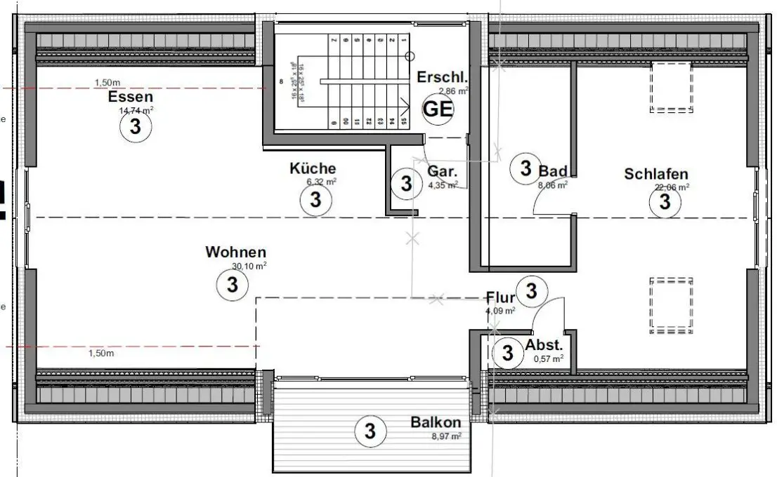 Haus 1_Wohnung 3_DG -- NEUBAU** 2-Zimmer-Dachgeschosswohnung in Rheinstetten
