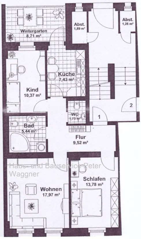 WE 1 gerade mit Logo -- **schöne 3-Raum Wohnung mit Wintergarten in der Freiligrathstraße zu vermieten**