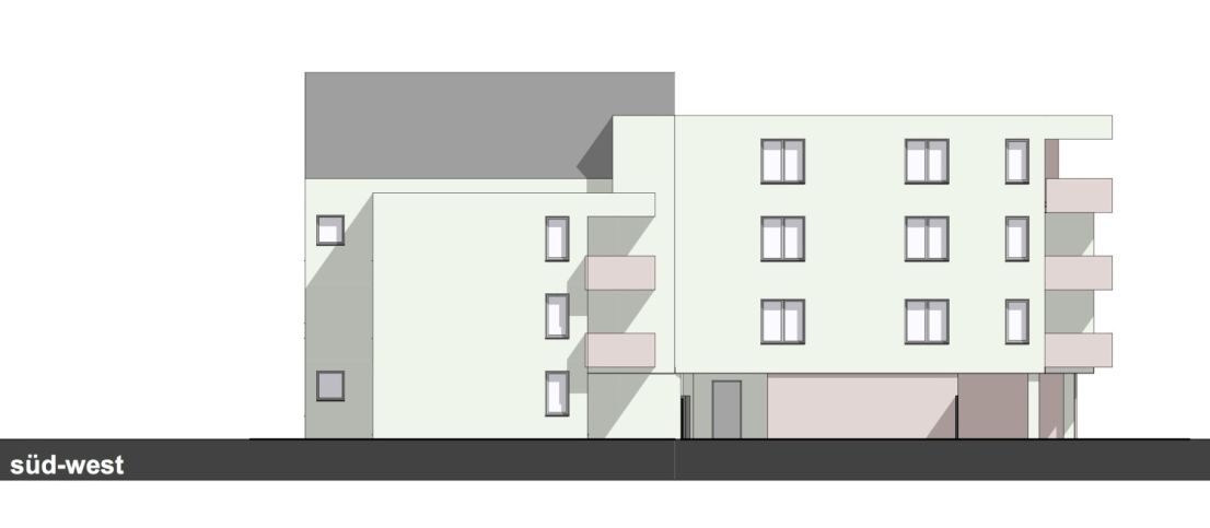 Ansicht süd-west -- Ittlingen: Nur noch 2 Wohnungen mit je 131 m² frei! Modern und zeitgemäß - im Zentrum (# 4251d)