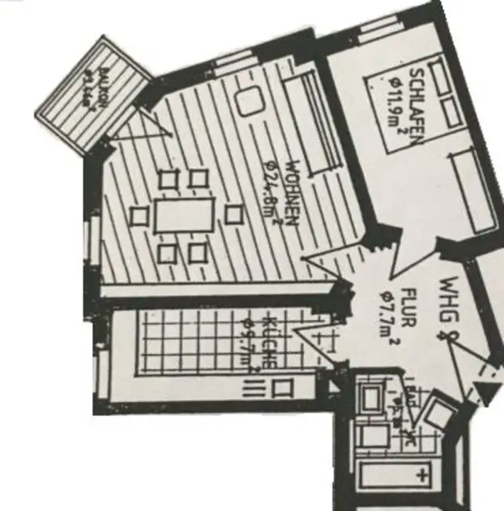 Grundriss -- Gemütliche 2-Zimmer-Wohnung mit Gartenanteil in ruhiger Nebenstraße in Dresden-Trachau! 