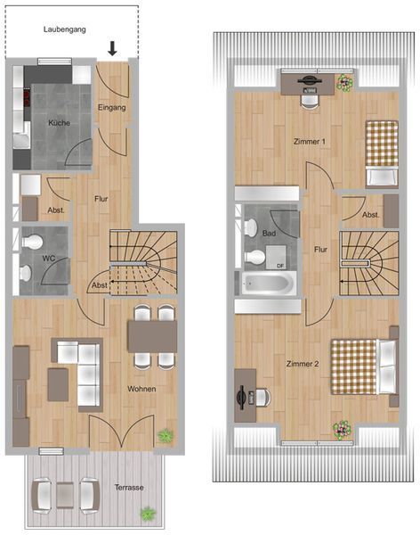 Grundriss -- Moderne 3-Zimmer-Maisonette-Wohnung im Neubau *Erstbezug*