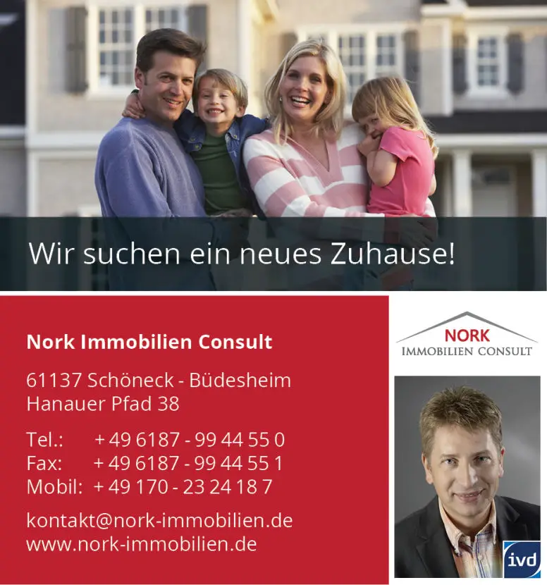 Nork Immobilien Anzeige Famili -- Alles vorhanden: Pfiffige Wohnung mit Balkon, Loggia, Garage, Stellplatz, Garten, schöner Blick, EBK
