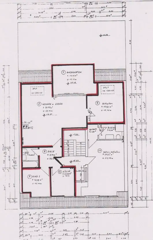 Grundriss der Terrassenwohnung -- Alt- Hürth, 94 qm helle 3 Zimmer Dachterrassenwohnung im Mehrfamilien- Wohnhaus mit Praxisräumen