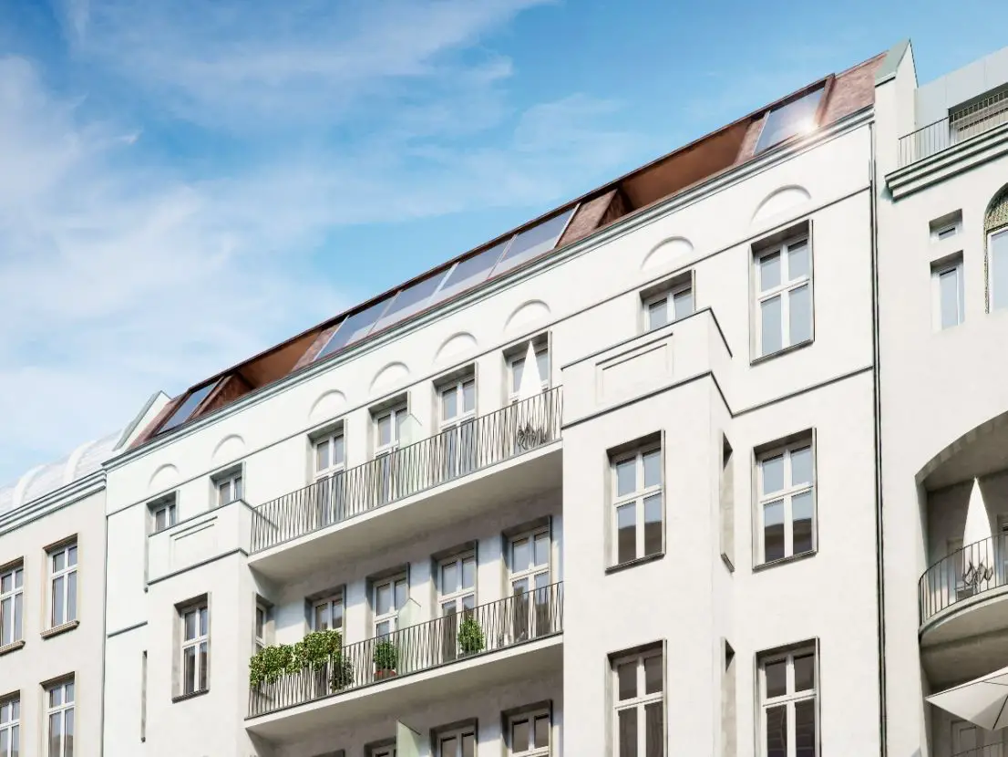 Visualisierung Straßenfassade -- Modernes Wohnen in historischer Hülle – WE 13
