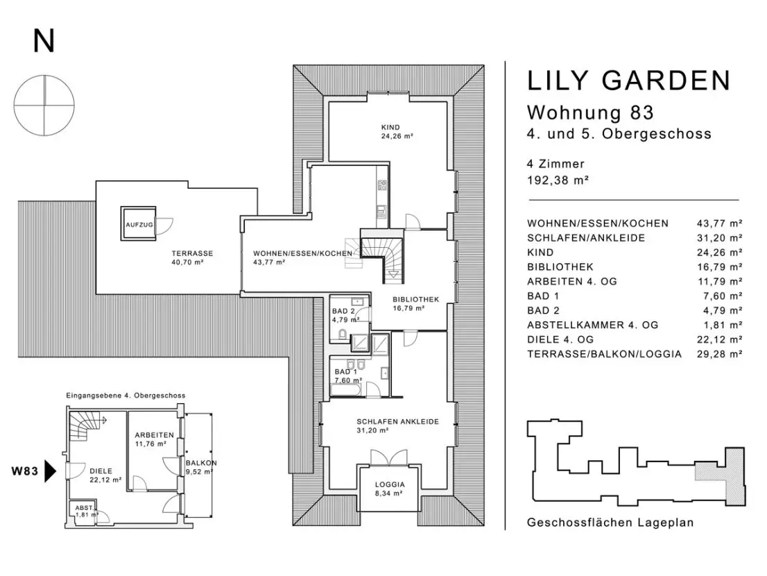 Grundriss -- Ein hohes Maß an Lebensqualität bietet die Penthouse-Wohnung auf 193 m² mit Dachterrasse!