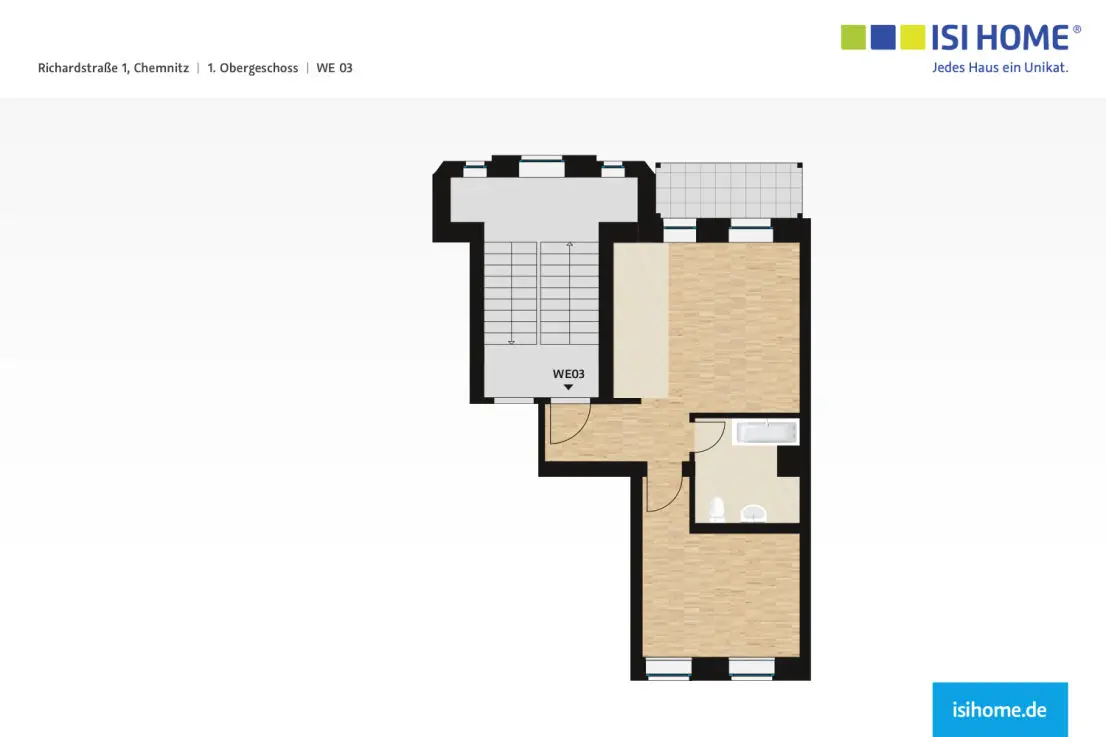 Grundriss WE03 -- -Erstbezug- Wohnen in Schlosschemnitz - frisch sanierte 2 Raum Wohnung