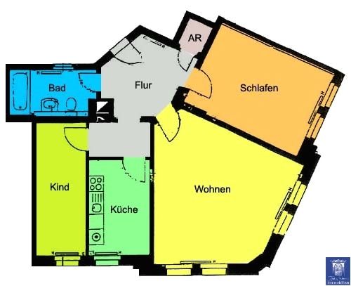 Der Grundriss der Wohnung -- Himmlische Dachgeschosswohnung im Hechtviertel! Alle Zimmer vom Flur begehbar!
